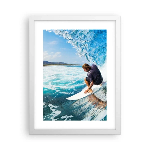 Poster în ramă albă - Dansând cu valurile - 30x40 cm