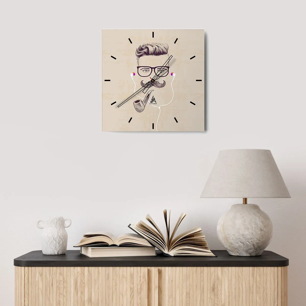 Ceas de perete - Ceas pe sticlă - Un bărbat adevărat? - 30x30 cm