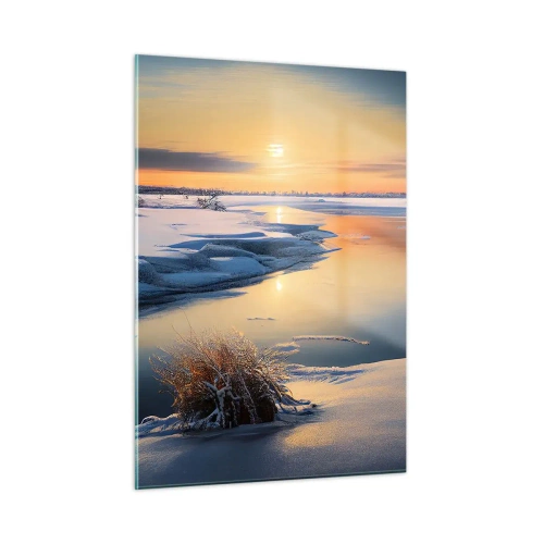 Tablou pe sticlă - Apus de soare pe timp de iarnă - 50x70 cm