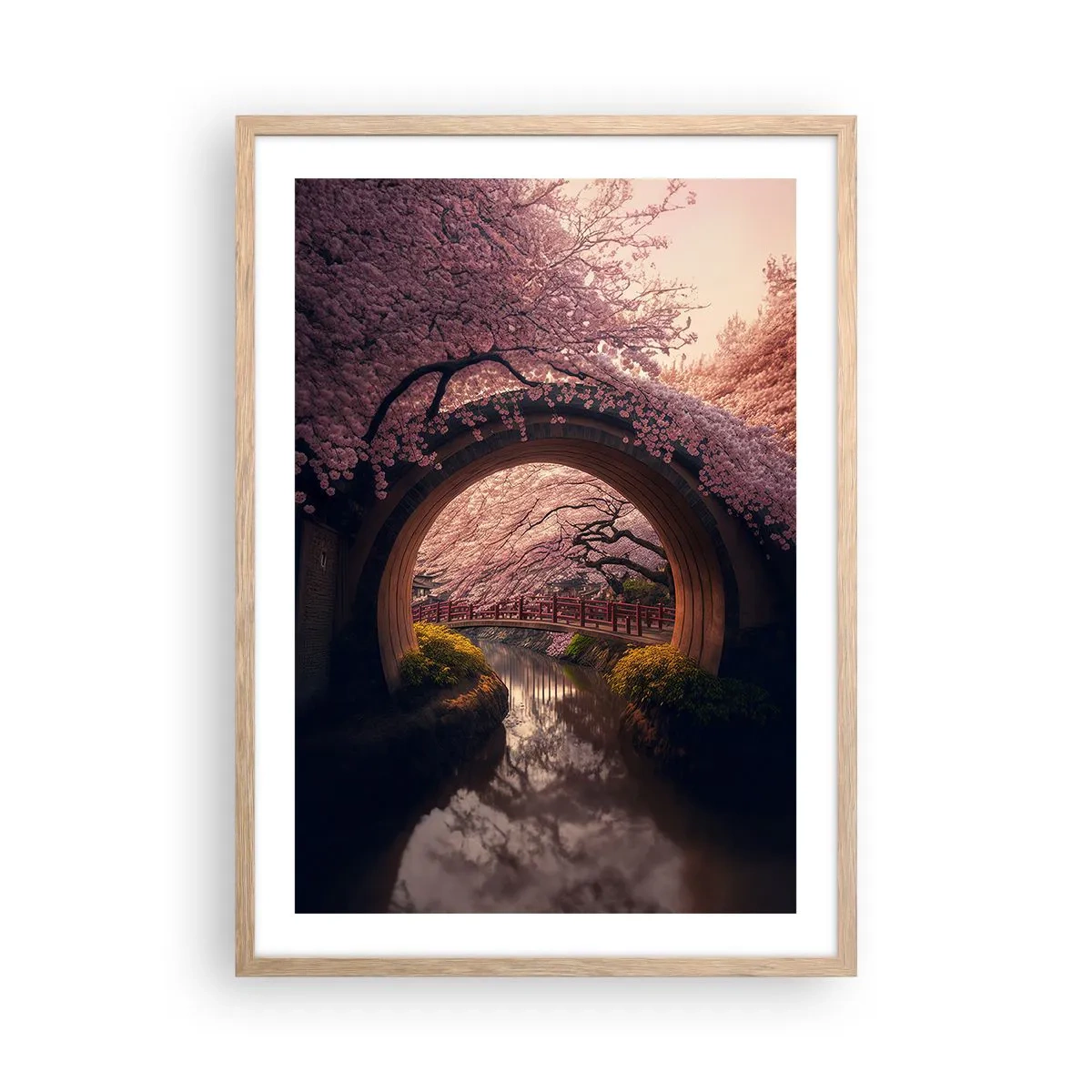 Poster în ramă de stejar deschis - Primăvara japoneză - 50x70 cm