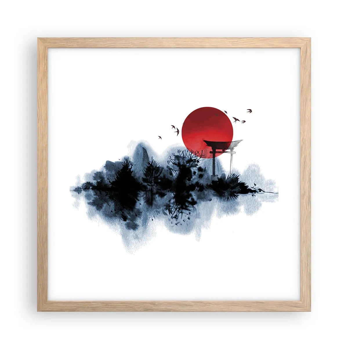 Poster în ramă de stejar deschis - O vedere japoneză - 40x40 cm