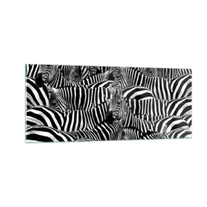 Tablou pe sticlă - Portret de grup cu dungi - 100x40 cm