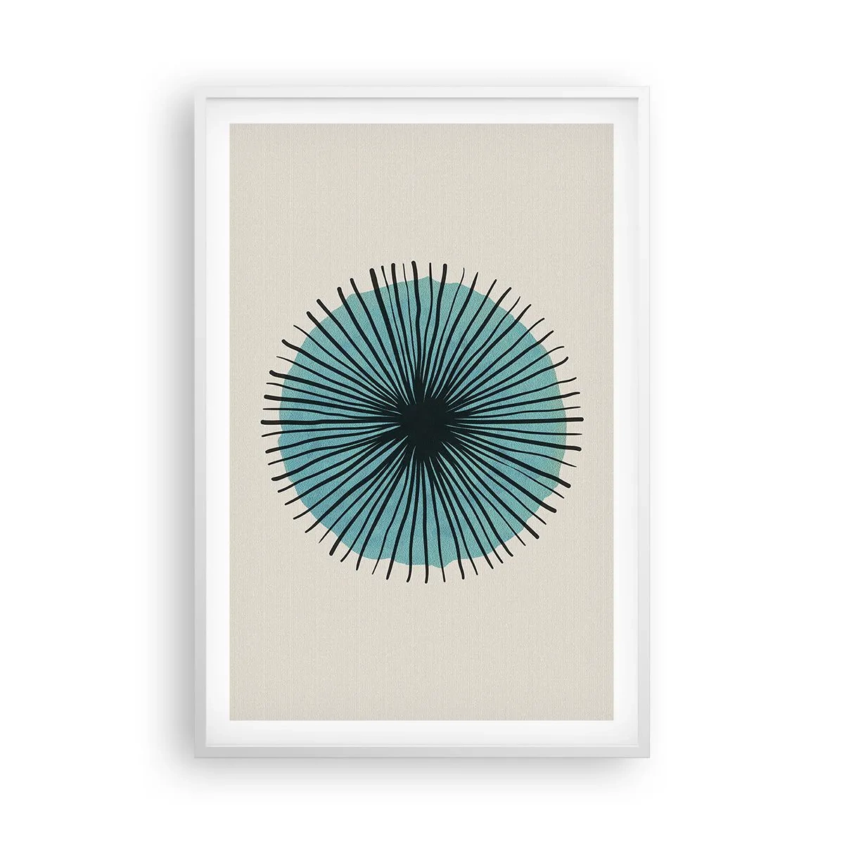 Poster în ramă albă - Radiant pe albastru - 61x91 cm