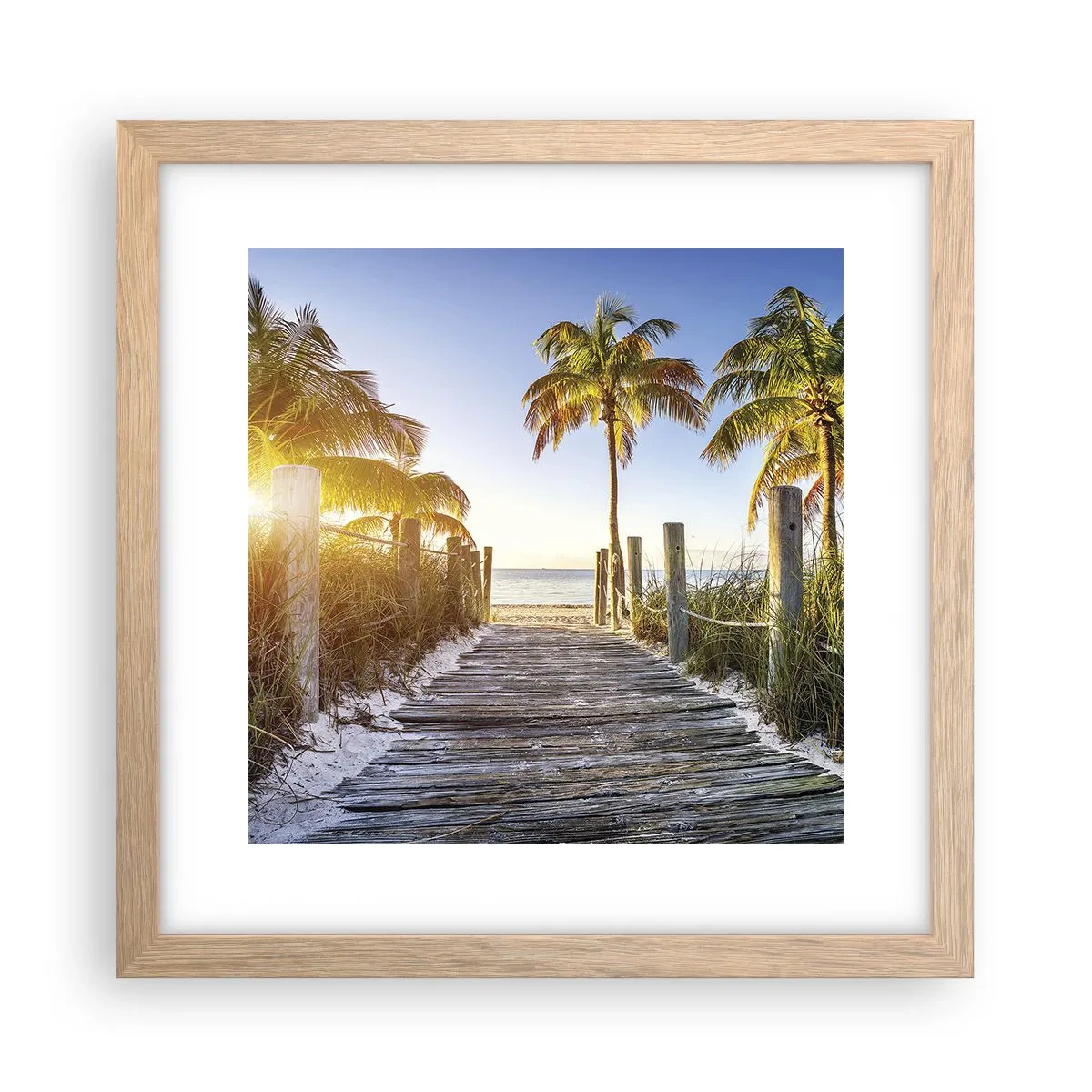 Poster în ramă de stejar deschis - Direct în paradis - 30x30 cm