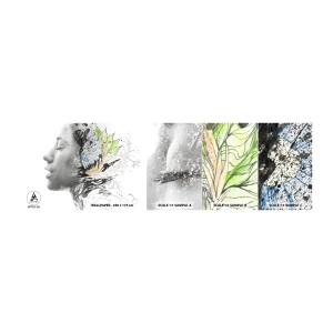 Mostră tapet autocolant Deluxe Sticker - Scufundată în natură - Abstracția, Chipul de femeie, Flori - 100x30 cm