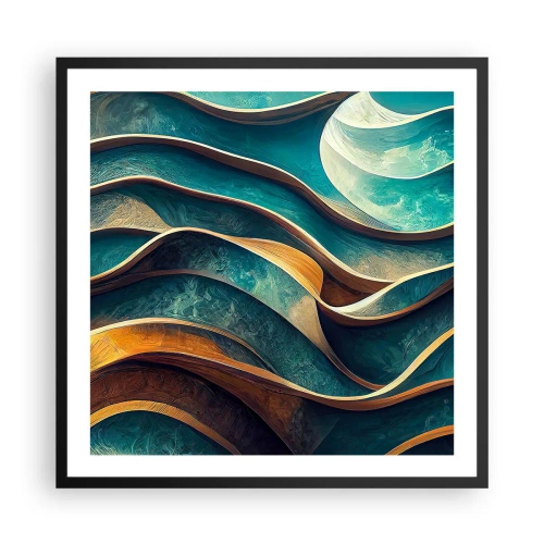 Poster în ramă neagră - Meandre de albastru - 60x60 cm