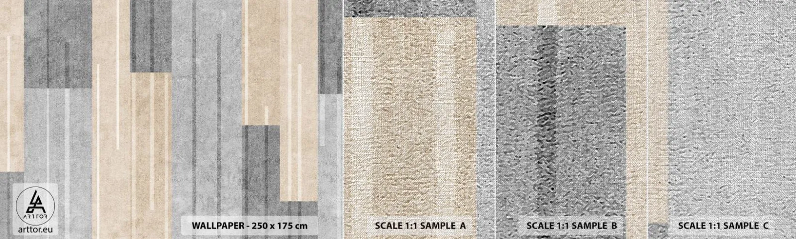Mostră tapet Premium Canvas - Compoziție: în poziție verticală - Abstracția, Linii, Pastel - 100x30 cm