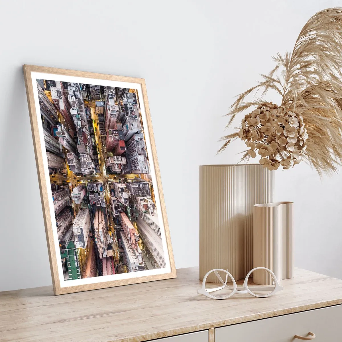 Poster în ramă de stejar deschis - Salutări din Hongkong - 70x100 cm