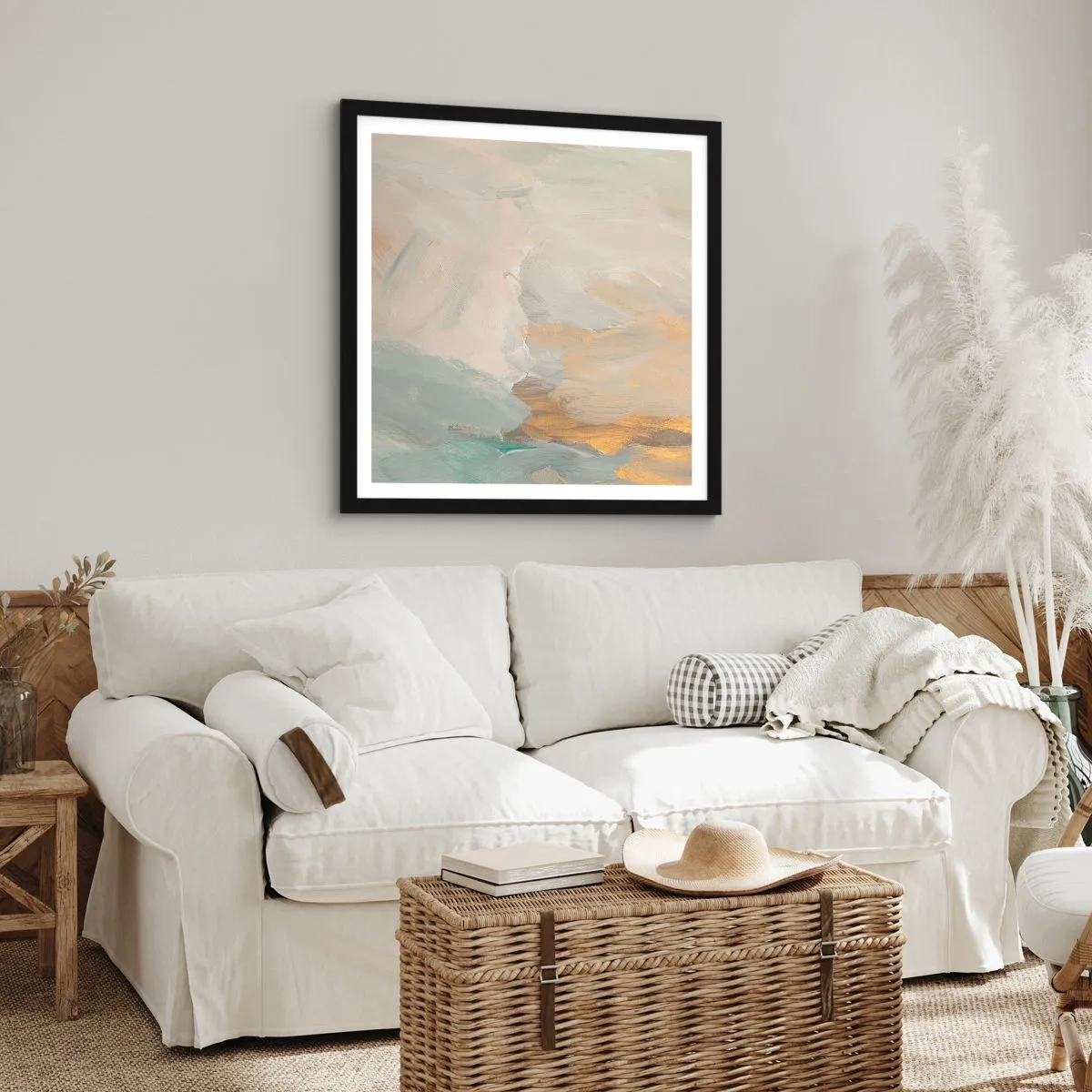 Poster în ramă neagră - Abstracție - lumea blândeții - 60x60 cm