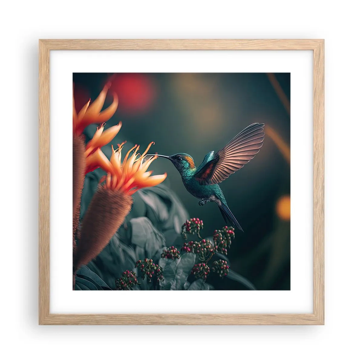 Poster în ramă de stejar deschis - Viață cu adevărat colorată - 40x40 cm