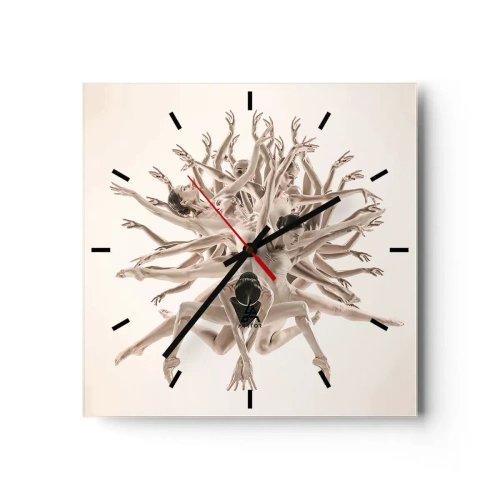 Ceas de perete - Ceas pe sticlă - Înflorirea în dans - 40x40 cm