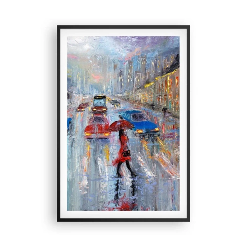 Poster în ramă neagră - O după-amiază ploioasă în oraș - 61x91 cm