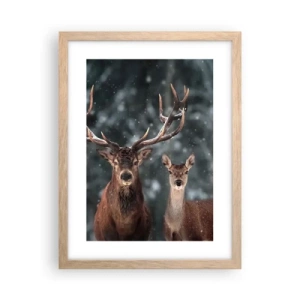 Poster în ramă de stejar deschis - Stăpânul pădurii și soția sa - 30x40 cm