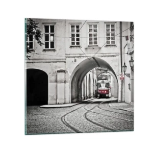 Tablou pe sticlă - Printr-un labirint urban - 40x40 cm