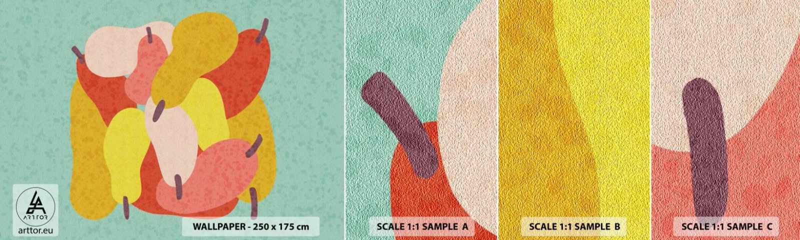 Mostră de Tapet Standard Eco - Gustă soarele de vară - Fructe, Pere, Sănătate - 100x30 cm