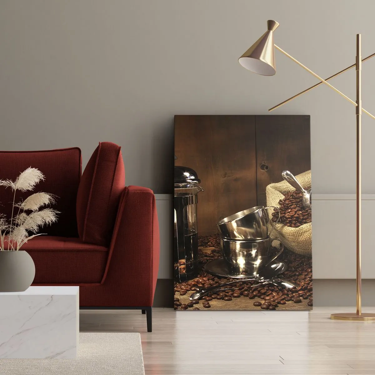 Tablou pe pânză - Magia cafelei - aromă și gust - 55x100 cm