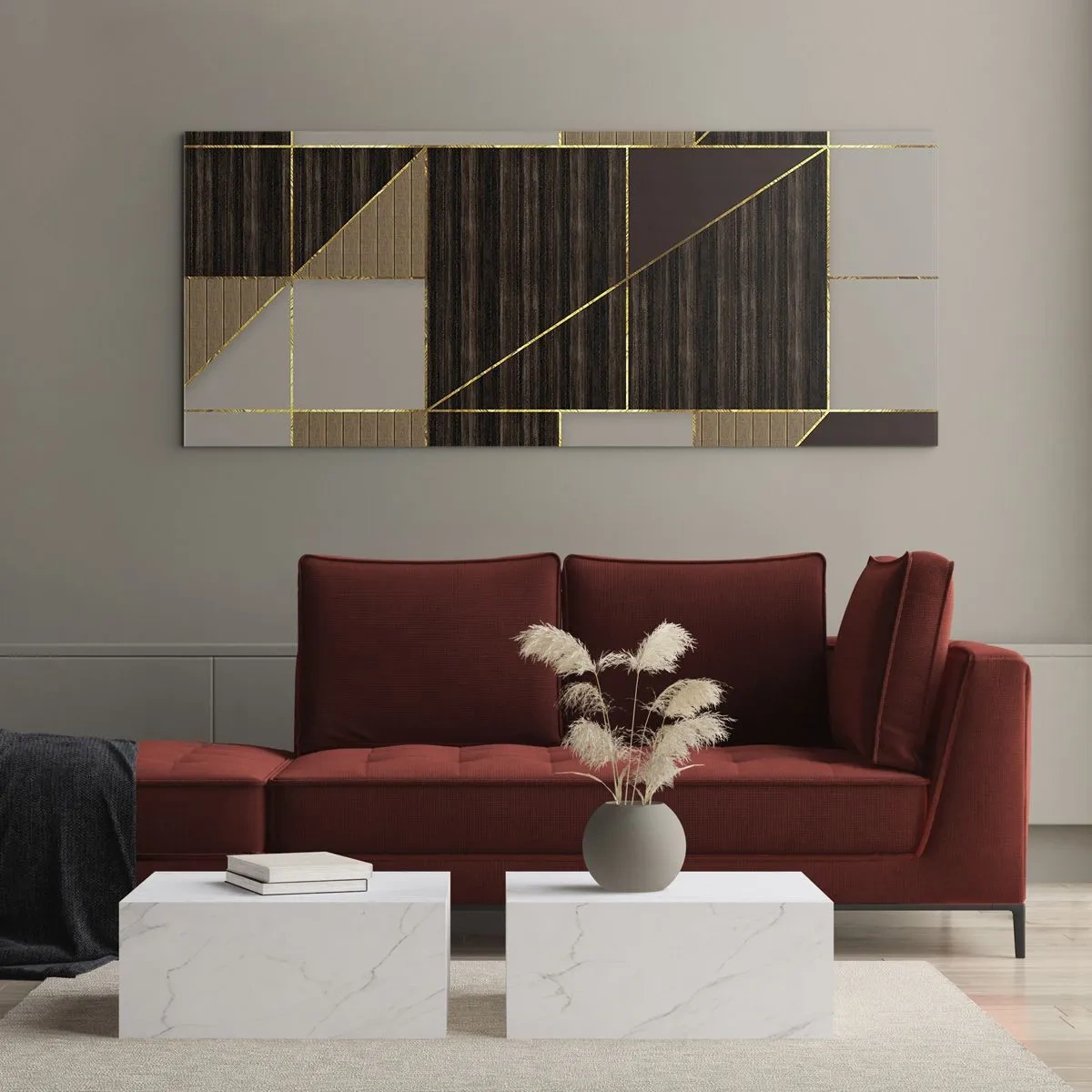 Tablou pe sticlă - Un mozaic de maro și auriu - 160x50 cm