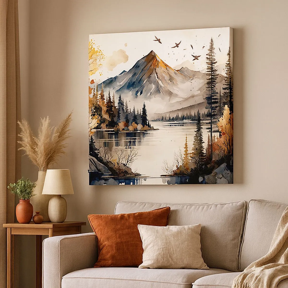 Tablou pe pânză - Toamna de aur în munți - 30x30 cm