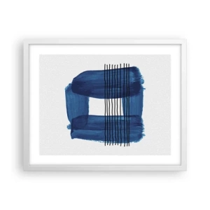 Poster în ramă albă - Compoziție albastru-negru - 50x40 cm
