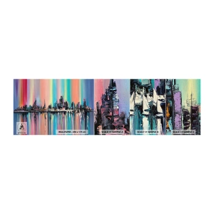 Mostră de Tapet Standard Eco - Strălucește cu lumina nopții - Oraș, Arhitectură, Râu - 100x30 cm
