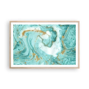 Poster în ramă de stejar deschis - Sub marele val al perioadei Edo - 91x61 cm