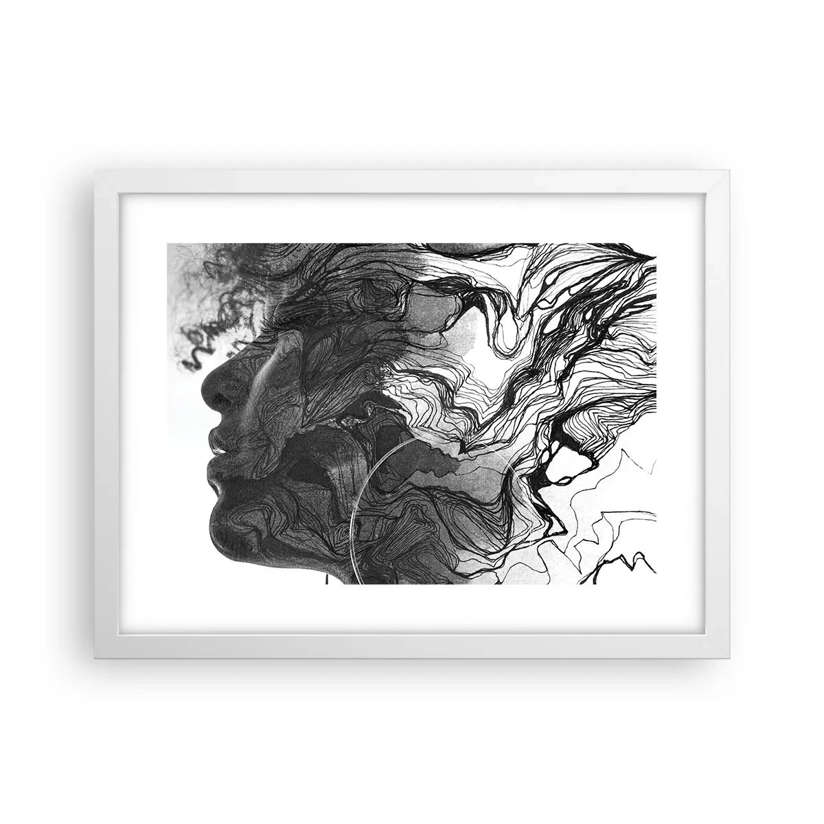 Poster în ramă albă - Încurcată în vise - 40x30 cm