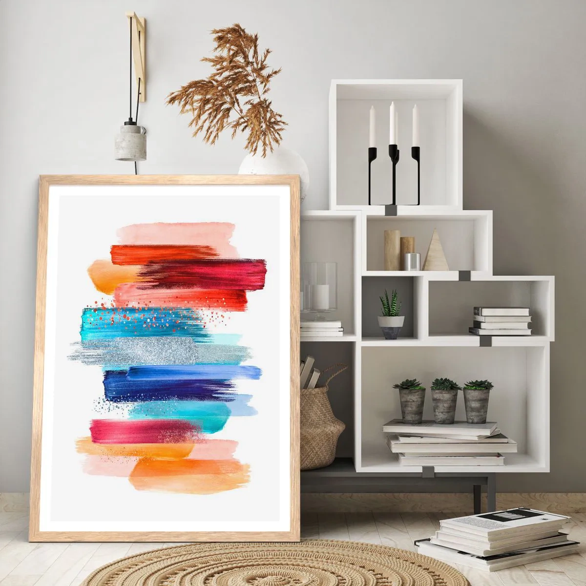 Poster în ramă de stejar deschis - Sus și jos  - 70x100 cm