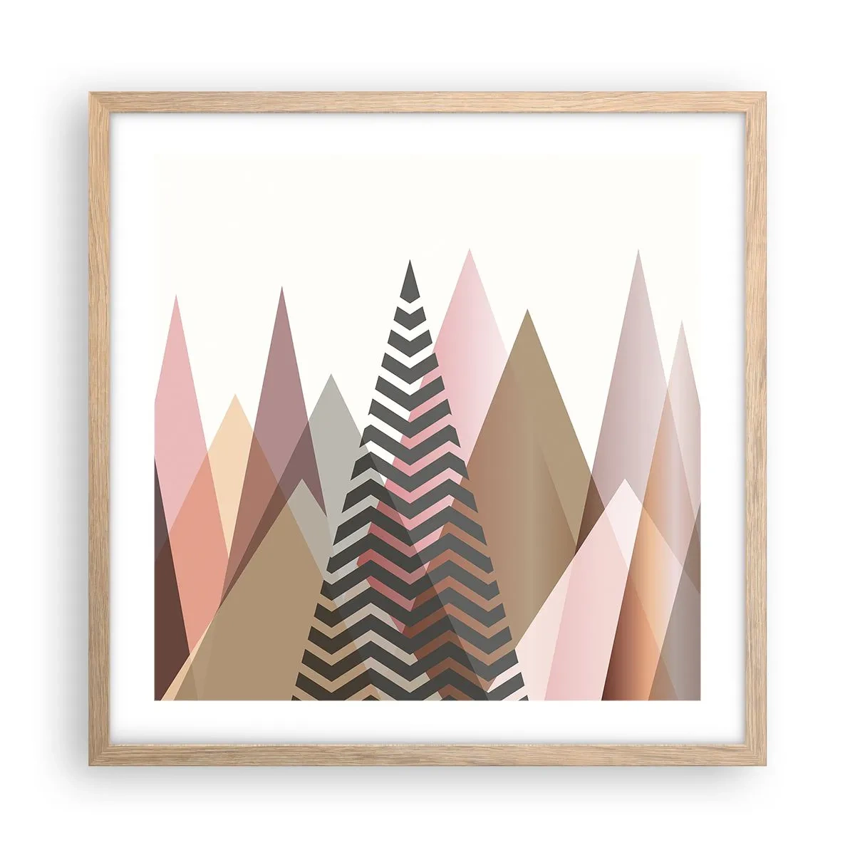 Poster în ramă de stejar deschis - Construcție piramidală - 50x50 cm