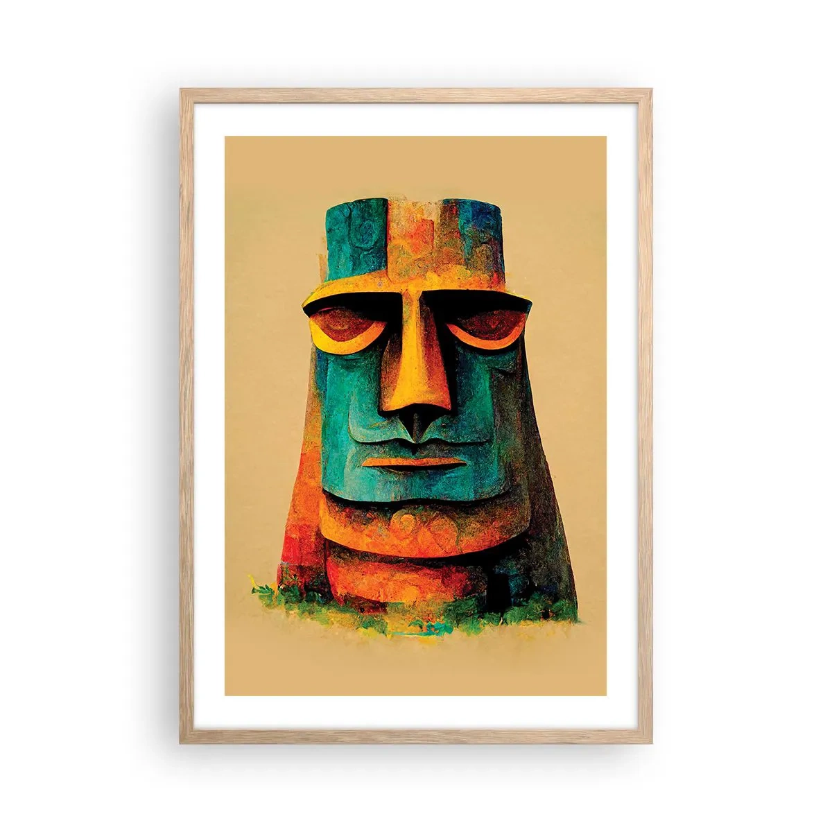 Poster în ramă de stejar deschis - Statuie, dar simpatică - 50x70 cm