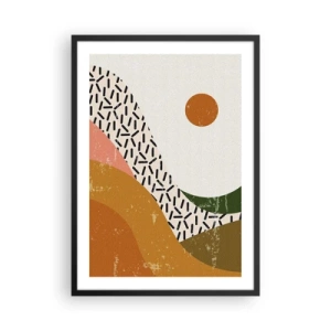 Poster în ramă neagră - Peisaj abstract în culori calde - 50x70cm - Abstracție solară - Decorațiune modernă pentru perete pentru living și dormitor ARTTOR
