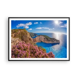 Poster în ramă neagră - Marea mea vacanță grecească - 100x70 cm