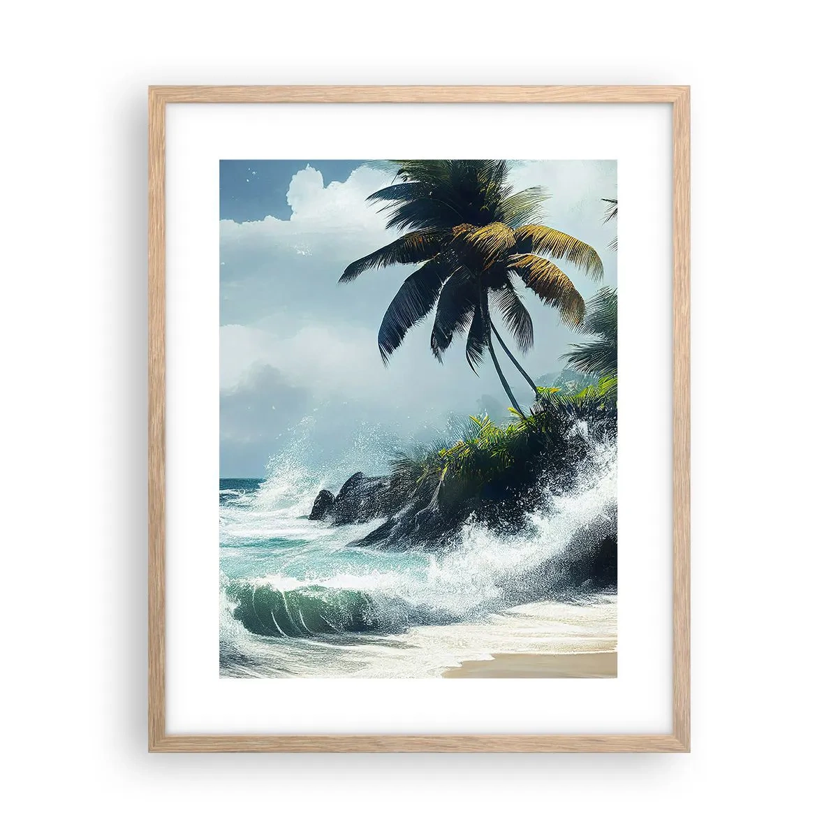 Poster în ramă de stejar deschis - Pe un țărm tropical - 40x50 cm