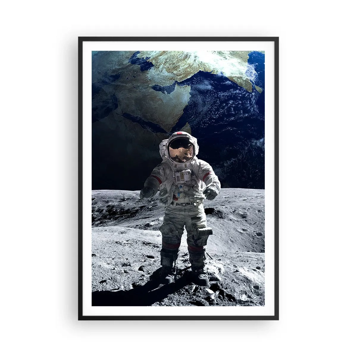 Poster în ramă neagră - Salutări de pe Lună - 70x100 cm