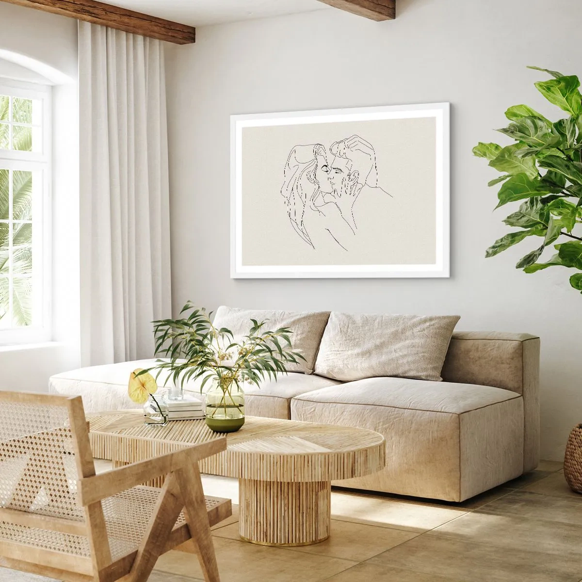 Poster în ramă albă - Încurcați în sentimente - 70x50 cm