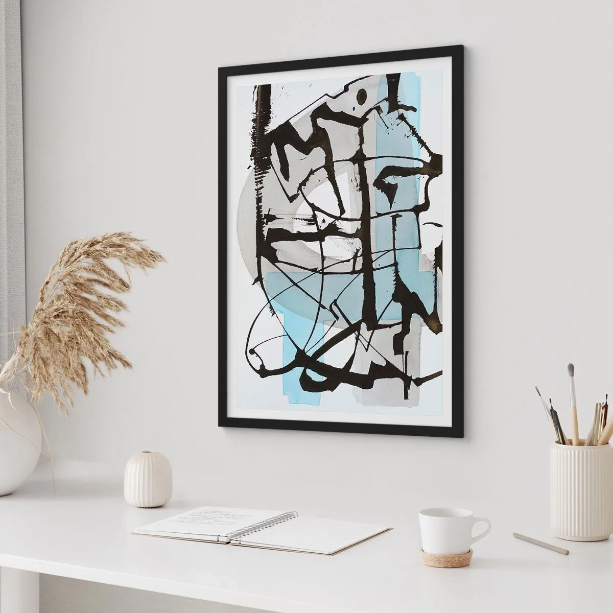 Poster în ramă neagră - Cu toate acestea, albastru - 61x91 cm