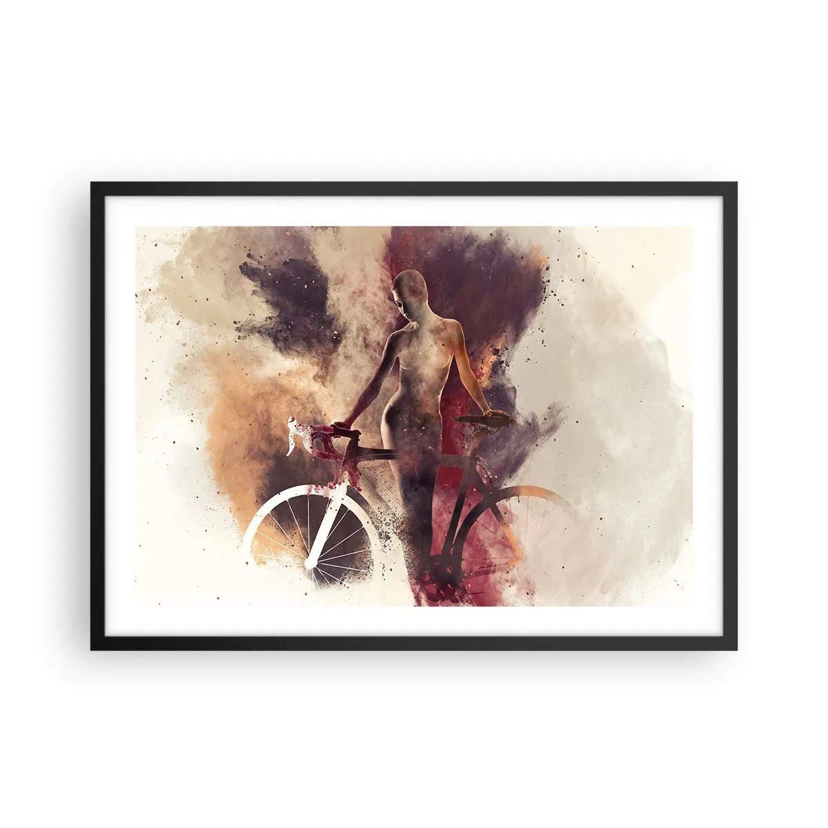 Poster în ramă neagră - În forme de marmură sufletul ciclist - 70x50 cm