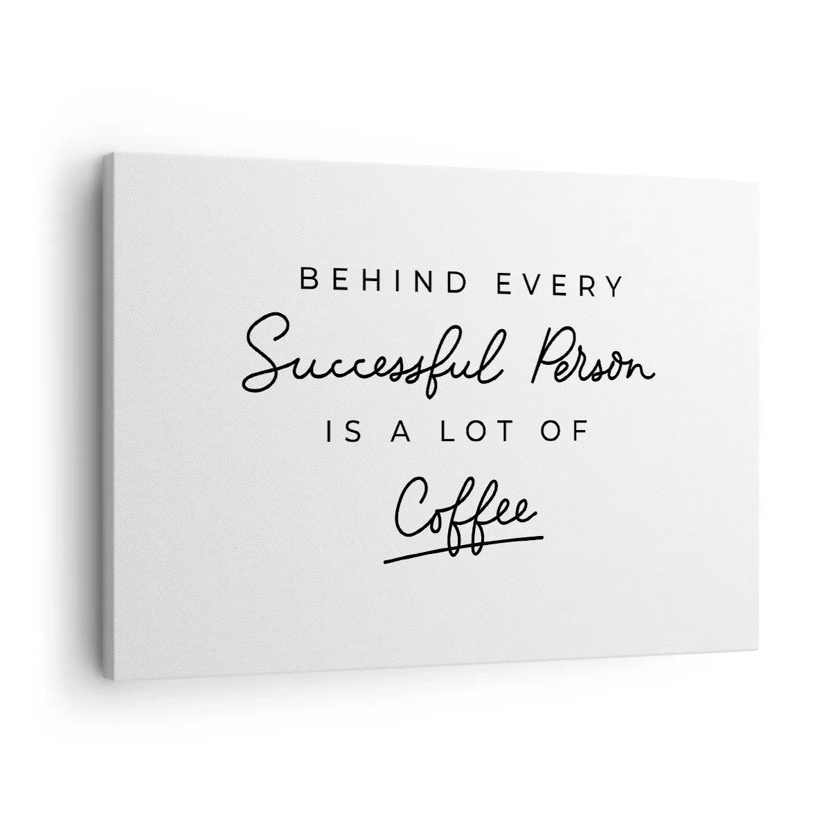 Tablou pe pânză Canvas - Un citat minimalist despre succes și cafea pe fundal alb. - 70x50cm - Secretul succesului - Decorațiune modernă pentru perete pentru living și dormitor ARTTOR