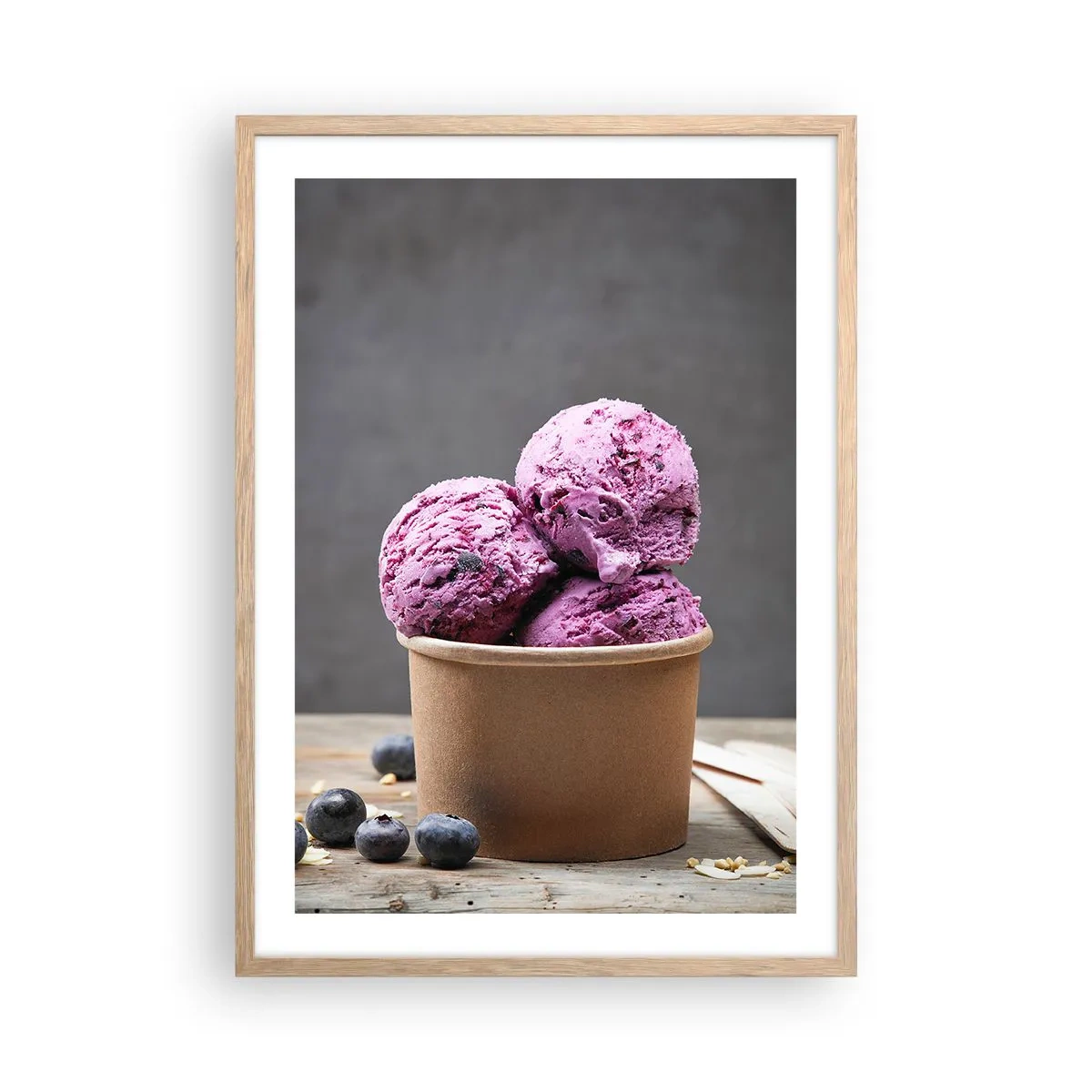 Poster în ramă de stejar deschis - Dulce și rece - 50x70 cm