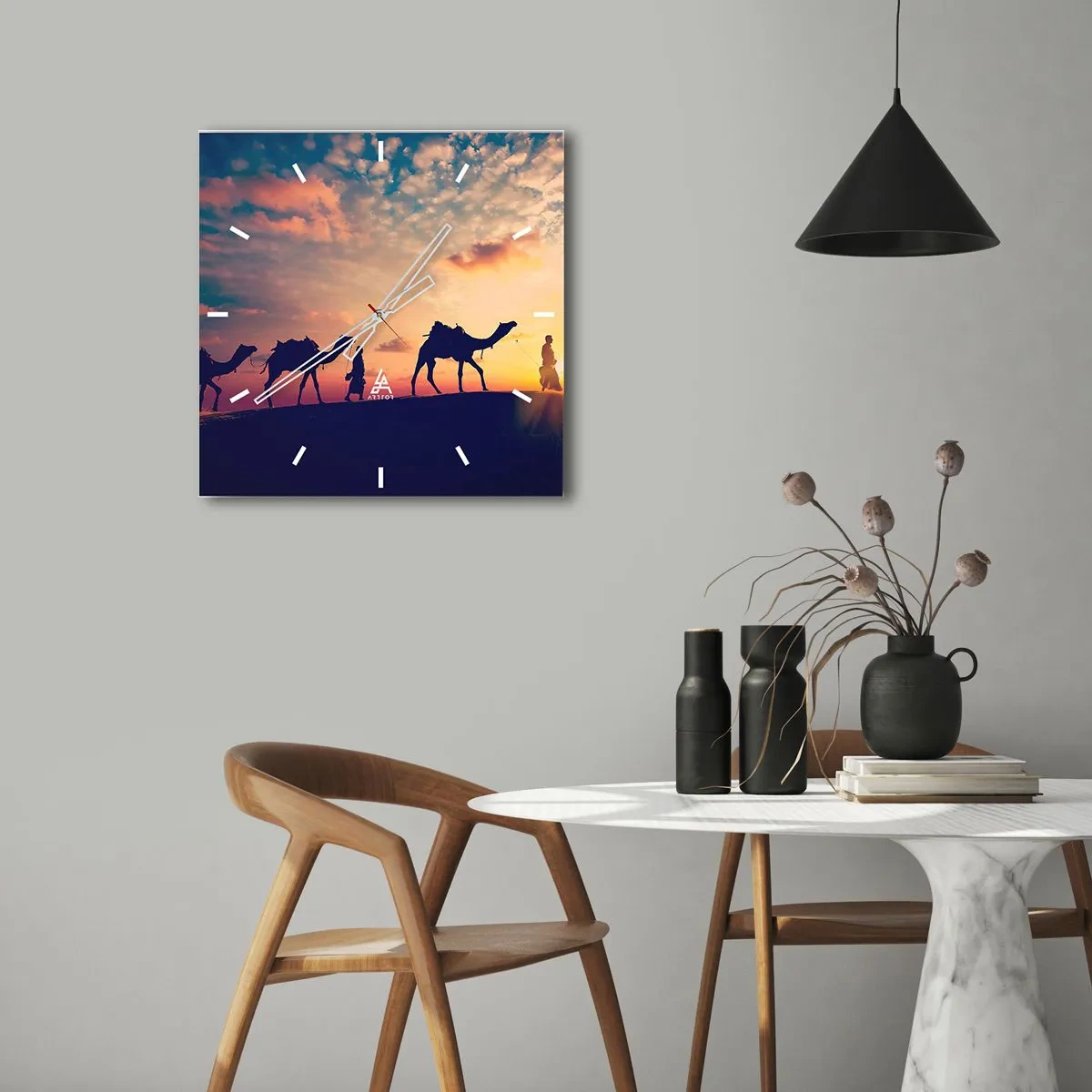 Ceas de perete - Ceas pe sticlă - Spiritul misterios al Orientului - 40x40 cm