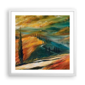 Poster în ramă albă - Peisaj toscan - 50x50 cm