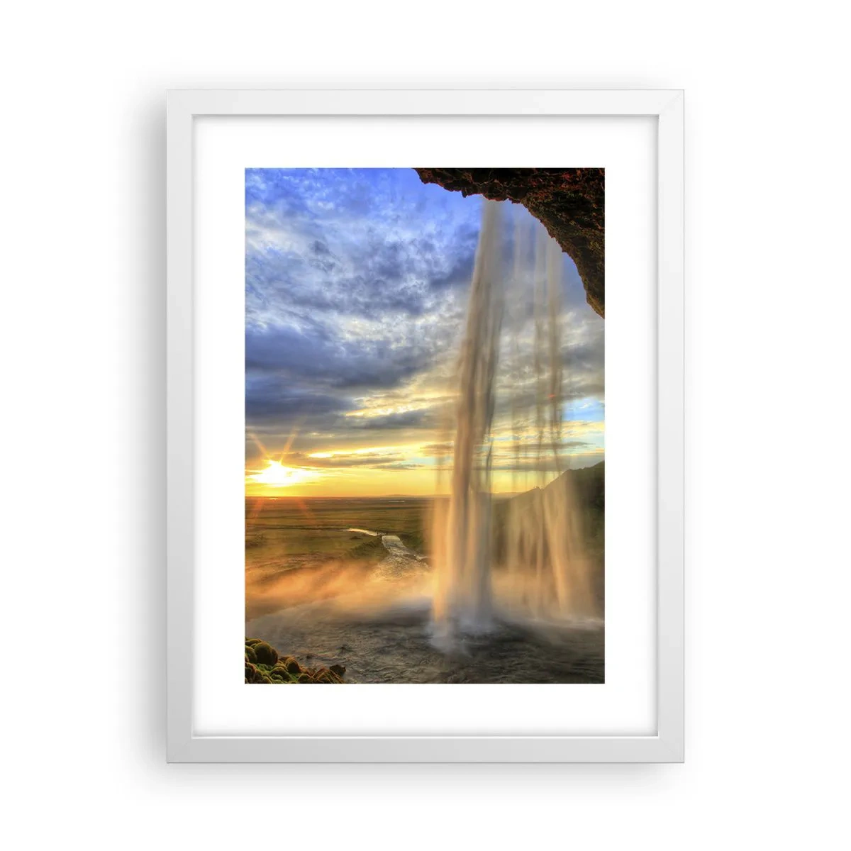 Poster în ramă albă - Lumea din spatele vălului de picături - 30x40 cm