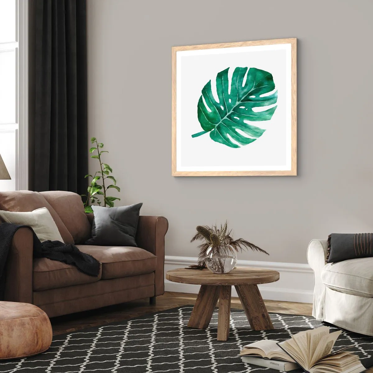 Poster în ramă de stejar deschis - Conceptul verde - 60x60 cm