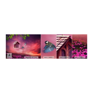 Mostră de Tapet Standard Eco - Invitație la cină - Peisaj, Flori, Colivie - 100x30 cm