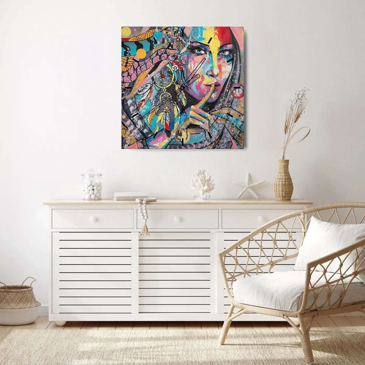 Ceas de perete - Ceas pe sticlă - Taci până când înțelegi - 40x40 cm