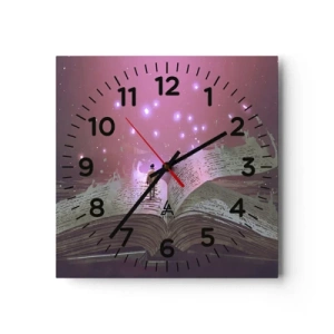 Ceas de perete - Ceas pe sticlă - O invitație către o altă lume - citiți! - 30x30 cm