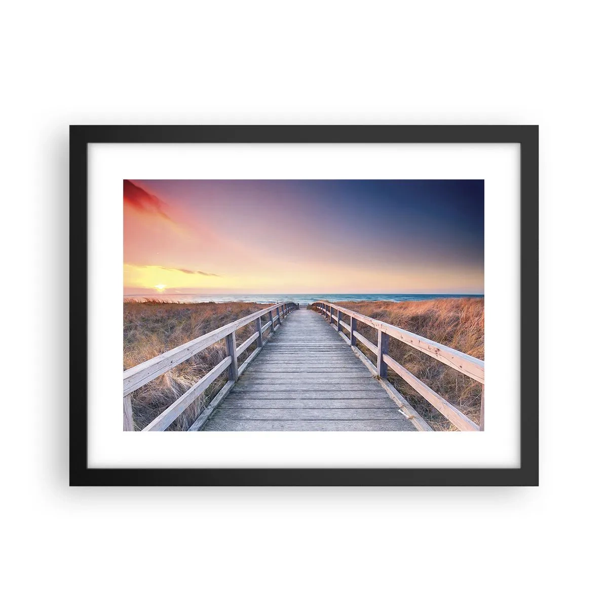 Poster în ramă neagră - Aurora baltică de seară - 40x30 cm