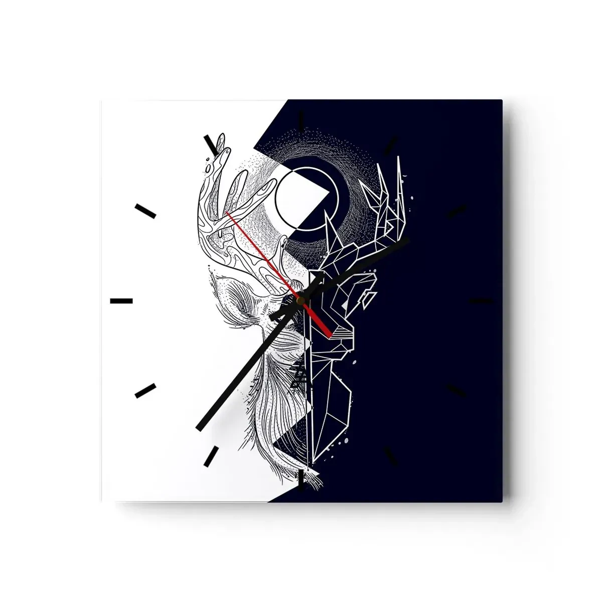 Ceas de perete - Ceas pe sticlă - Lupta și unitatea contrariilor - 40x40 cm