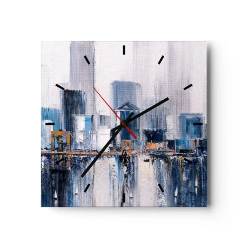 Ceas de perete - Ceas pe sticlă - Impresie de New York - 30x30 cm