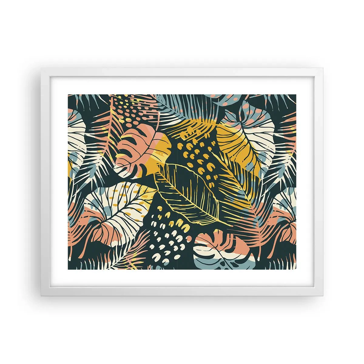 Poster în ramă albă - Fantezie cu frunze - 50x40 cm