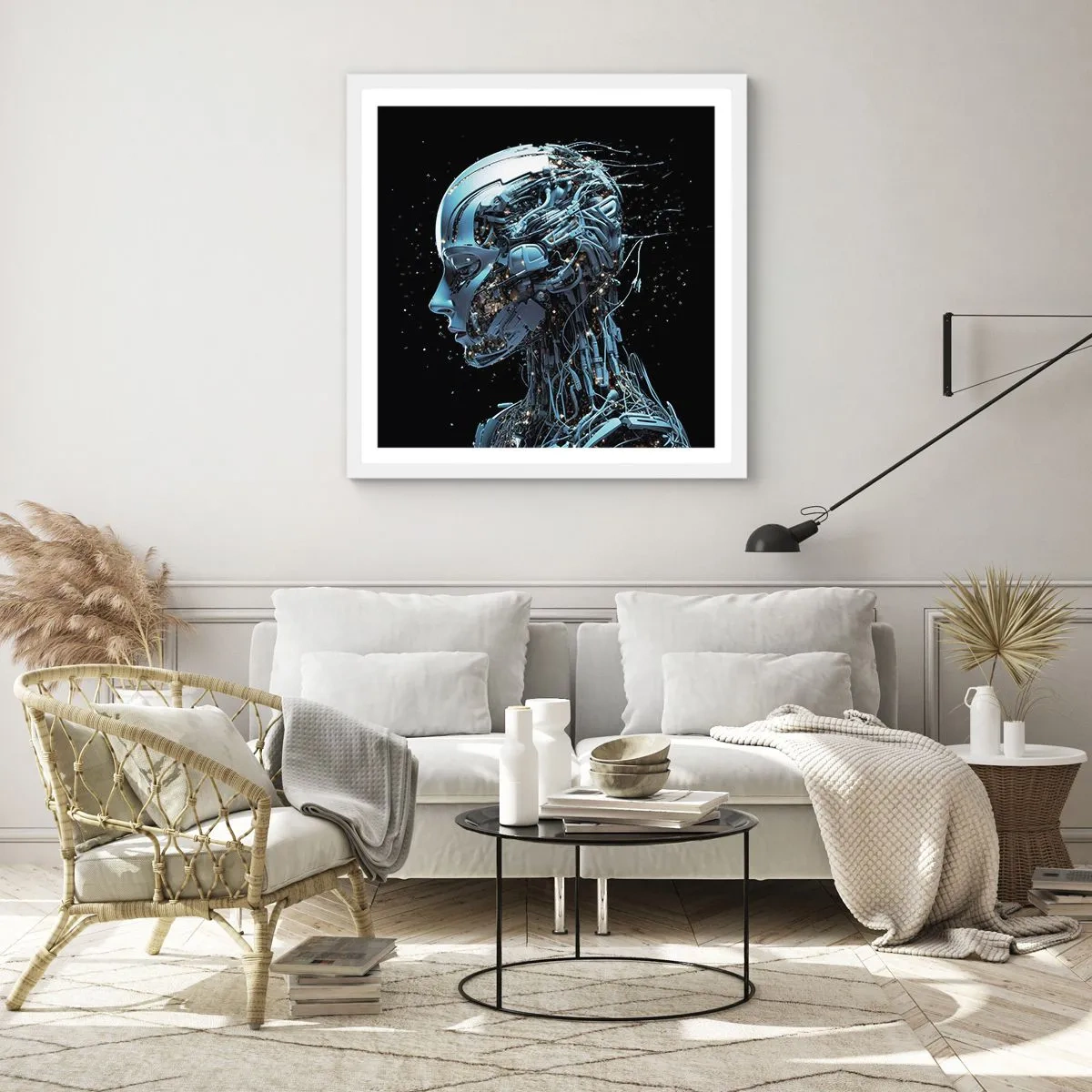 Poster în ramă albă - Tehnologia este o femeie - 60x60 cm